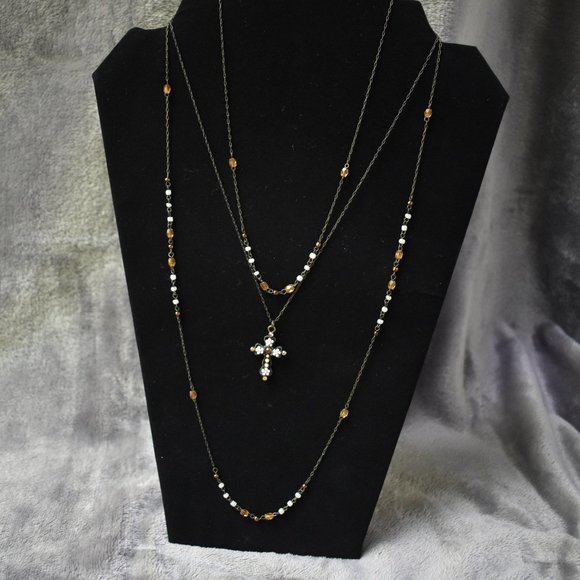 New York & Company Jewelry - New York and Co. Multistrand Cross Necklace